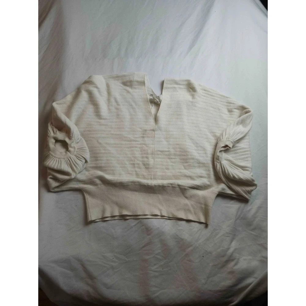 Sweater Womens L Ivory Coastal Grandmother Soft Girl Oversized Chic Minimalist